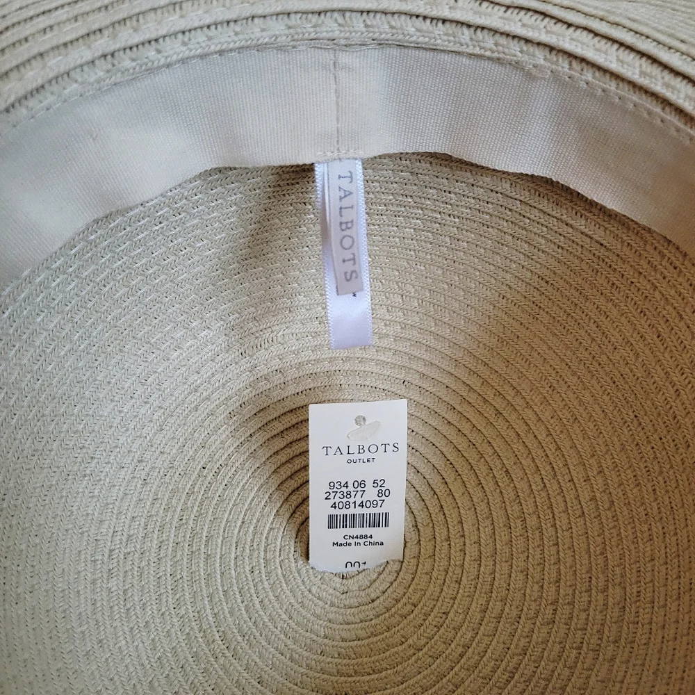 Talbots Striped Paper Straw‎ Wide Brim Summer Sun Beach Hat
